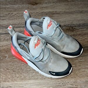 Nike Kids Air Max 270 Gray and Orange Sneakers